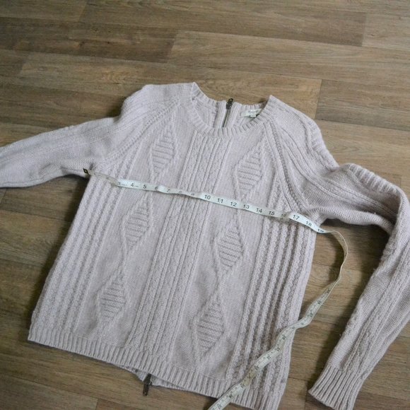 Madewell Palisade Back Zip Merino Wool Cable Knit Sweater Size Medium - Picture 7 of 9